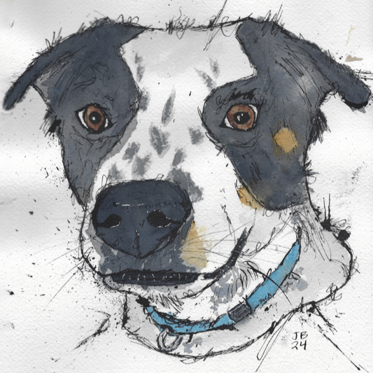 Custom Ink and Watercolor Pet Portrait Painting