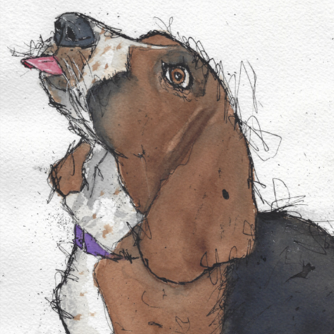 Custom Ink and Watercolor Pet Portrait Painting