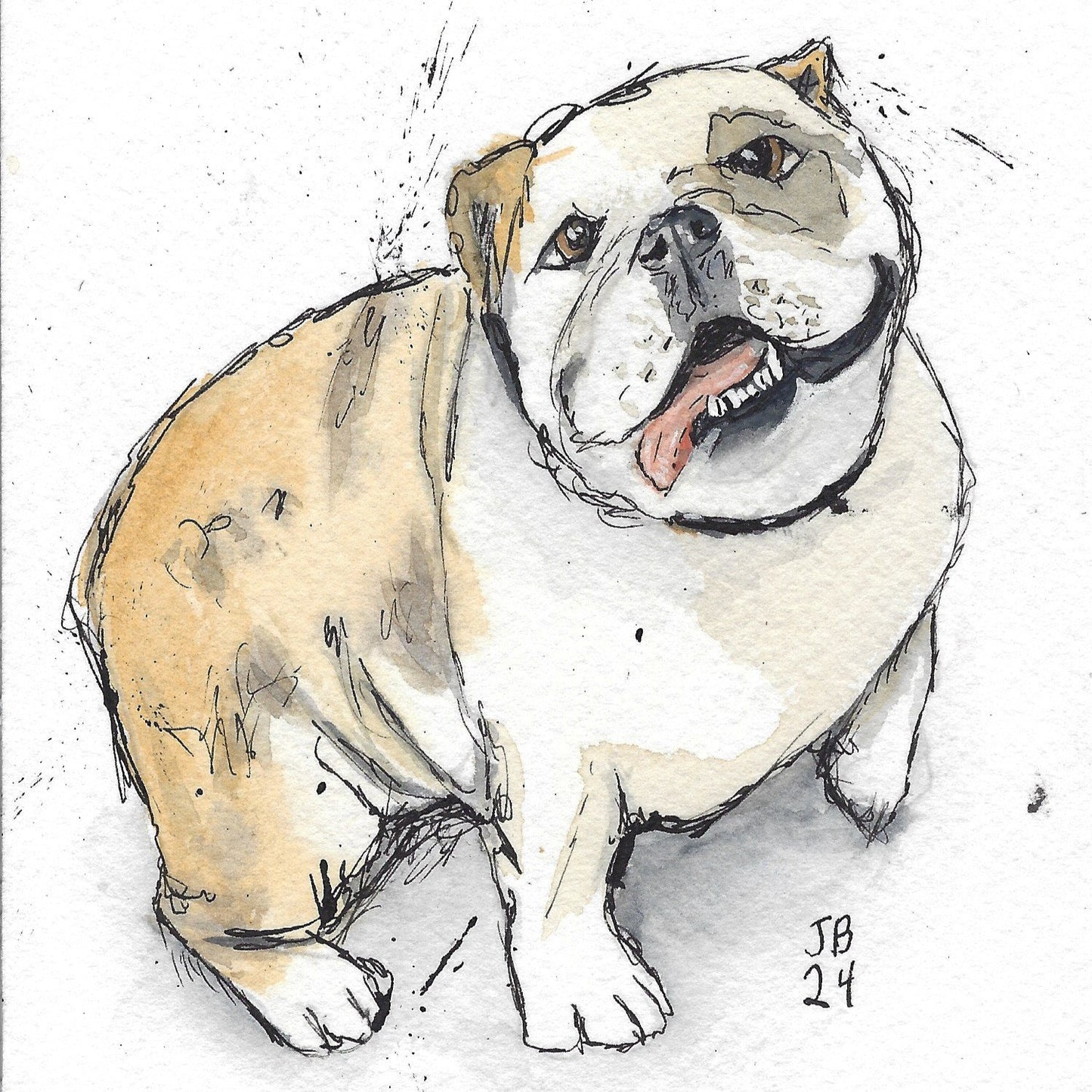 Custom Ink and Watercolor Pet Portrait Painting